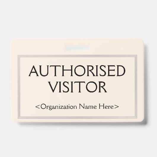 Badge professionnel "VISITEUR AUTORISÉ" (Avant)