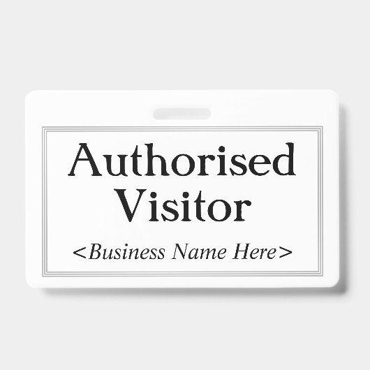 Badge professionnel "Visiteur Autorisé" (Avant)