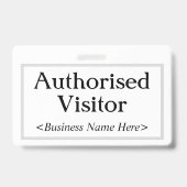 Badge professionnel "Visiteur Autorisé" (Arrière)