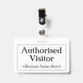 Badge professionnel "Visiteur Autorisé" (Avant avec clip)