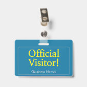 Badge professionnel "Visiteur officiel !" (Arrière avec clip)