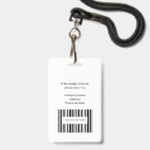 Badge Professionnel Votre Logo Photo Code-Barres ID Blan (Arrière avec lanière)