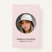 Badge Profil moderne Photo QR Blush Pink ID Sécurité (Devant)