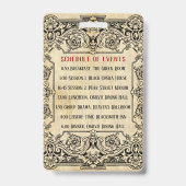 Badge Programme démodé de fantaisie de billet (Arrière)