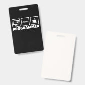 Badge Programmeur Écrit du Code et Boit du Café (Avant & arrière)