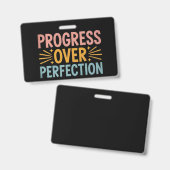Badge Progrès de l'enseignant plutôt que la perfection p (Avant & arrière)