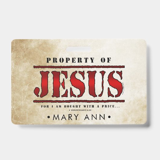 Badge Propriété de Jésus (Face)