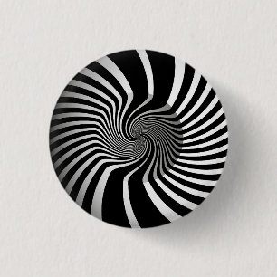 Badge - Psychedelische Art Swirl Z/W Ronde Button 3,2 Cm