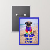 Badge Pug de plage (Recto/Verso)