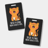 Badge Pullover Just a Girl qui aime les chats (Avant & arrière)