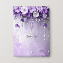 Purple Flowers with Dangling Pearls Button