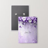 Badge Purple Flowers with Dangling Pearls Button (Recto/Verso)
