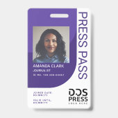 Badge Purple Modern & Minimal Press Pass ID photo (Face)