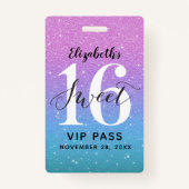 Badge Purple Ombre Parties scintillant douce 16 Annivers (Devant)