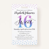 Badge Purple Ombre Parties scintillant douce 16 Annivers (Dos)