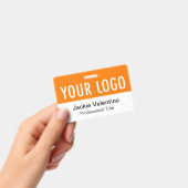 Badge PVC orange avec logo horizontal pour identif (Manuel / portable)