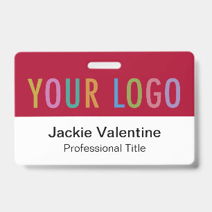 Badge PVC rouge foncé avec cordon ou enrouleur à p