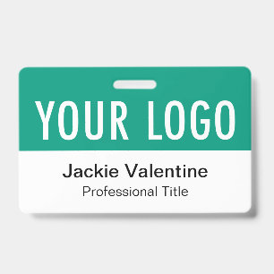Badge PVC Vert Émeraude Étiquette de Travail Horiz