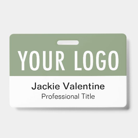 Badge PVC Vert Sauge Horizontal Étiquette de Nom d (Avant)