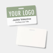 Badge PVC Vert Sauge Horizontal Étiquette de Nom d (Avant & arrière)