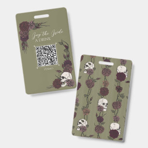 Badge QR Acheter Boisson de Mariée Crâne Vert Oliv
