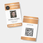 Badge QR code business logo employee photo copper ID (Avant & arrière)