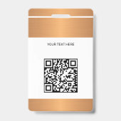 Badge QR code business logo employee photo copper ID (Arrière)