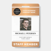 Badge QR code business logo employee photo copper ID (Avant)