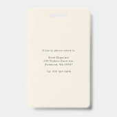 Badge QR Code Business Logo Visitor ID Modern (Arrière)