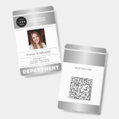 Badge QR code company logo employee photo silver ID (Front & Back)