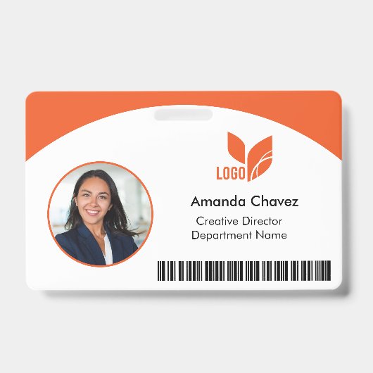 Badge QR Code de barre ID de photo d'employé (Avant)