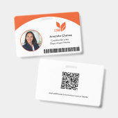 Badge QR Code de barre ID de photo d'employé (Avant & arrière)