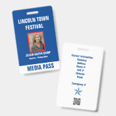 Badge QR code de passe média pour la sécurité des  (Avant & arrière)
