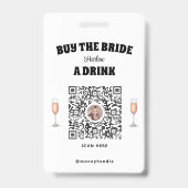 Badge QR-Code "La future mariée offre un verre" (Arrière)