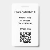 Badge QR Code Periwinkle Logo de l'entreprise Photo Empl (Dos)