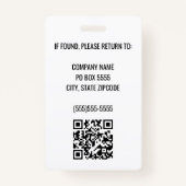 Badge QR Code Periwinkle Logo de l'entreprise Photo Empl (Dos)