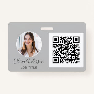 Badge QR Code Silver Grey Carte de visite photo