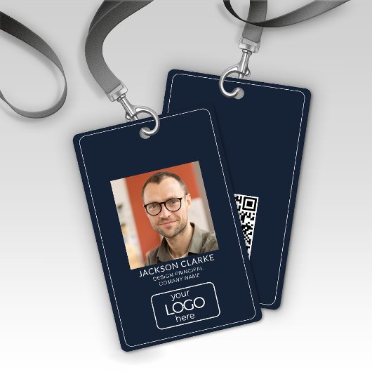 Badge QR Code Smart Contact • ID professionnelle bleue p