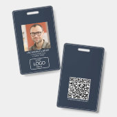 Badge QR Code Smart Contact • ID professionnelle bleue p (Avant & arrière)