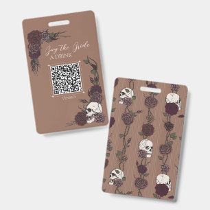 Badge QR Crâne Brun Paie pour la Boisson de la Mar