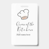 Badge Queen of the kitchen chef cooking add name crown  (Back)
