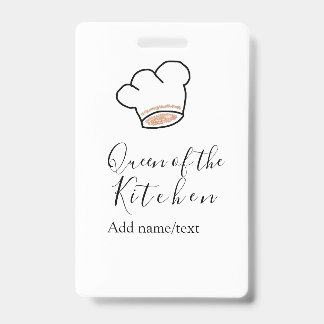 Badge Queen of the kitchen chef cooking add name crown 