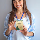 Badge Quinceanera émeraude or vert invitation robe