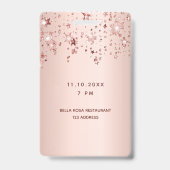 Badge Quinceanera rose or rose étoiles (Back)