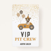 Badge Race Car Chiens Boys Anniversaire Fête VIP (Devant)