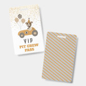 Badge Race Car Chiens Garçons Anniversaire Fête VIP Pass (Front & Back)