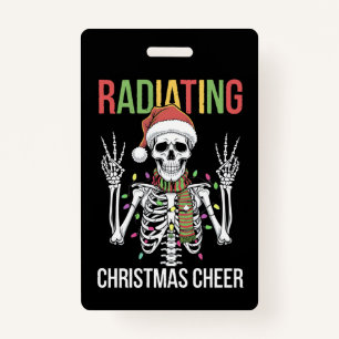 Badge Radiologie Noël Père Noël Skeleton Xray Technicien