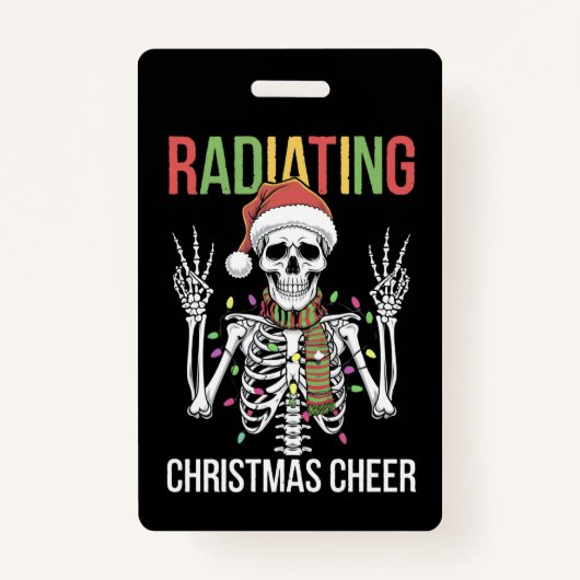 Badge Radiologie Noël Père Noël Skeleton Xray Technicien (Devant)
