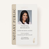 Badge Raffinée Beige Gold Feather Mobile Notaire QR Phot (Devant)