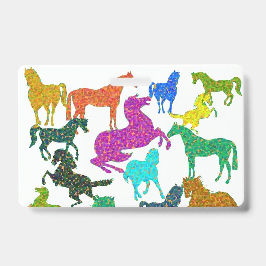Badge Rainbow Horses - "Dotty about Horses !" (Face)